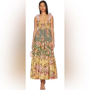 Free People Yellow and Green Floral Maxi Dress
